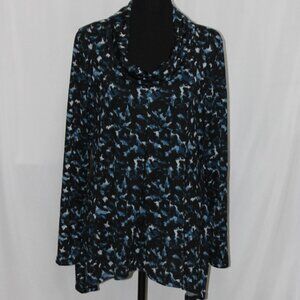New Direction Women's Cowl Neck Printed Pullover